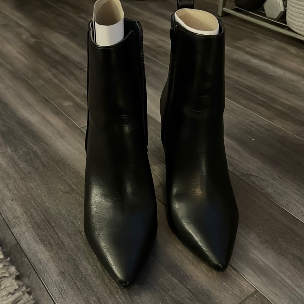 Black leather booties
